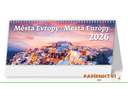 Stolní kalendář Města Evropy/Mestá Európy   NEW 2026 301x150(35)mm S52-26