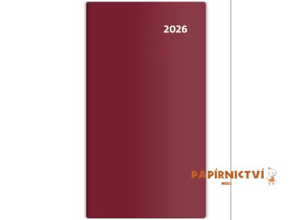 Diář kapesní - Torino čtrnáctidenní - bordó 2026 85x154mm PT02-03-26